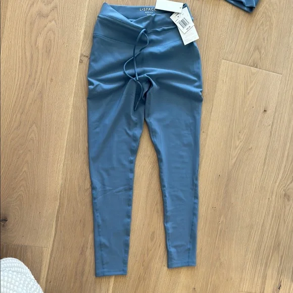 l*space Slate Blue Ruched Active Crop Top & High-Waist Bottoms - Picture 5 of 5